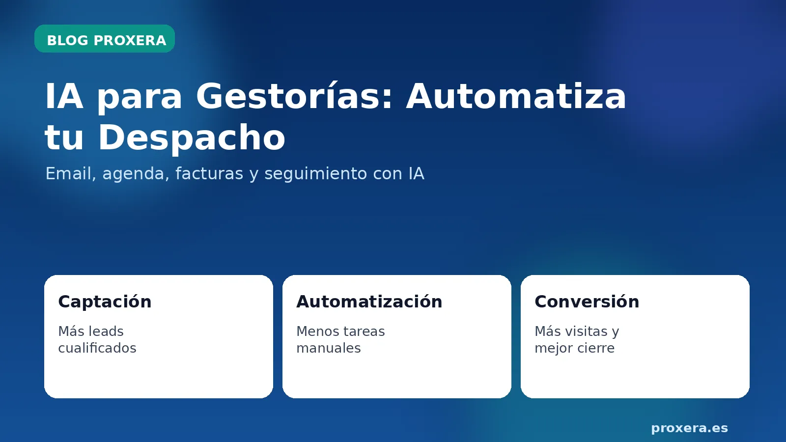 Inteligencia artificial para gestorías: qué debe hacer de verdad en 2026 - Artículo destacado sobre Gestorías y Asesorías para inmobiliarias | Blog Proxera