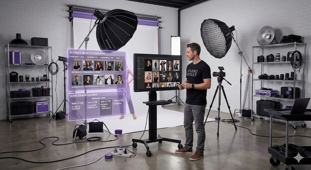 Estudio fotográfico profesional con IA - XERA gestiona tu portfolio y reservas automáticamente