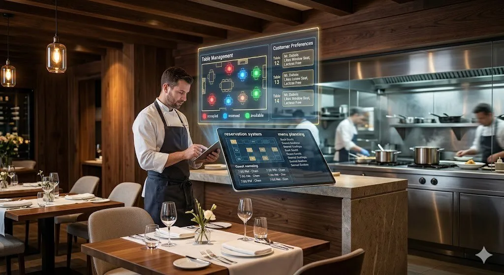 Restaurante moderno gestionando reservas con XERA
